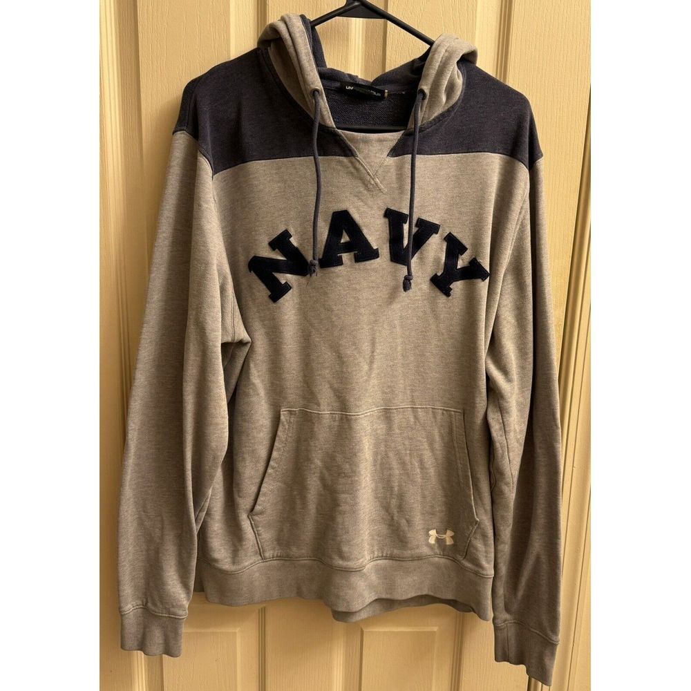 Under Armour Navy Midshipmen Hoodie Sweatshirt Men's Large‎ Gray With Blue